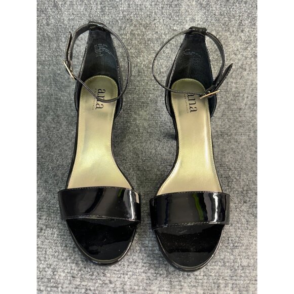 Ana a New Approach Shoes Women's 8M Black Patent Leather Open Toe Heels - Picture 3 of 16
